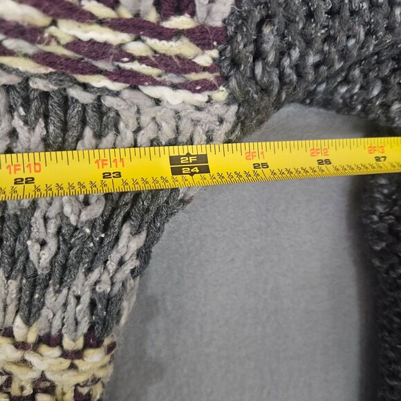 Free People Silk Blend Fair Isle Hoodie Chunky Knit Sweater Sz L Grunge - Picture 4 of 7